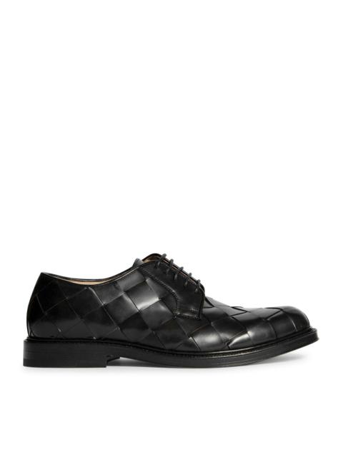 Bottega Veneta Men Bottega Veneta Men`S Black Woven Leather Lace-Up Shoes In Classic Calfskin