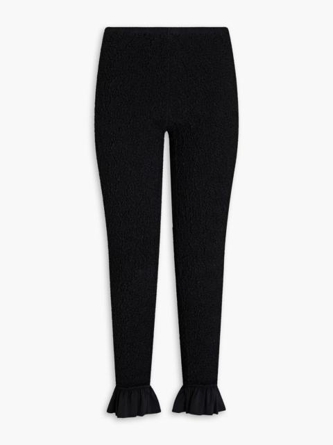 Alexander Wang Ruffled shirred satin-jersey slim-leg pants