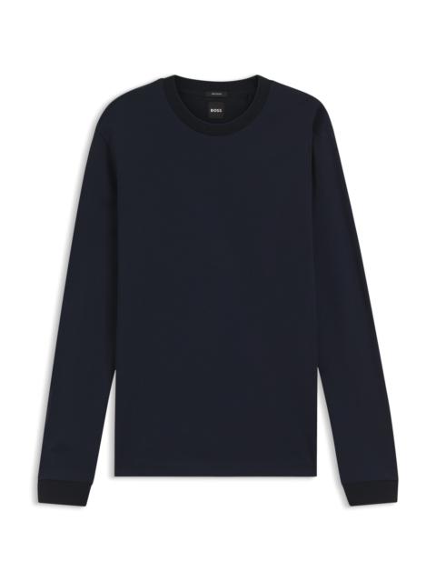 BOSS JACQUARD-STRUCTURE T-SHIRT IN MERCERISED COTTON