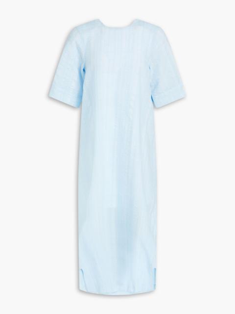 GANNI Striped seersucker midi dress