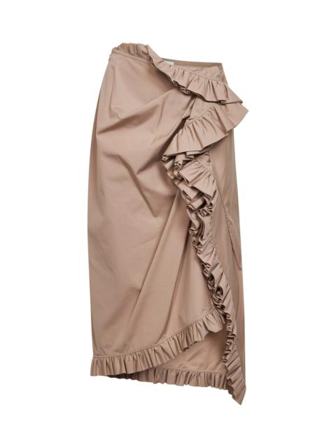 Dries Van Noten Dries Van Noten Women Beige Poplin Asymmetric Ruffled Midi Skirt