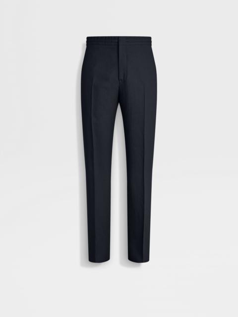 ZEGNA NAVY BLUE OASI LINO PANTS