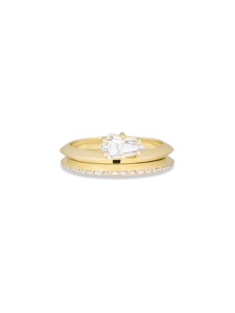 STONE AND STRAND LAB-Created Shield Diamond Ring Stack