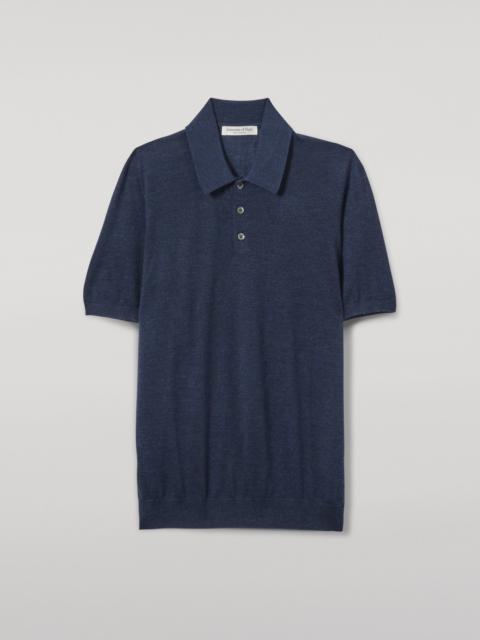Johnstons of Elgin Fin Navy Superfine Cashmere Polo Shirt