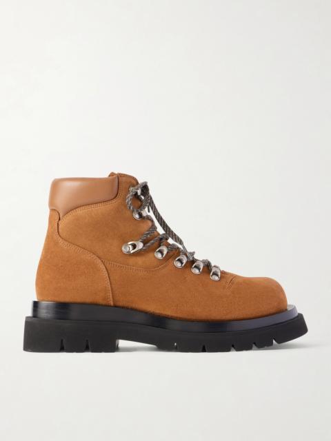 Bottega Veneta Lace-up Leather-trimmed Suede Ankle Boots