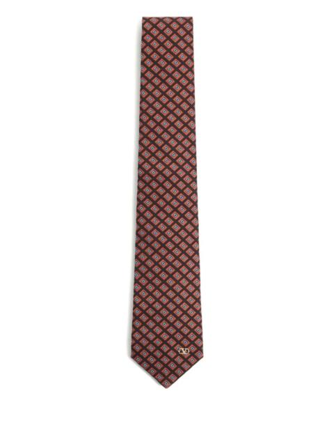 Valentino Valentino Garavani Men Valentie Cotton Jacquard Tie With Chamber Pattern And Vlogo Signature Detail