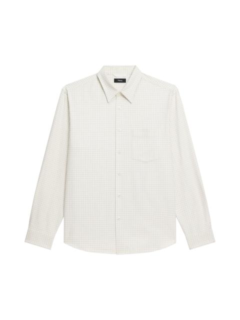Theory Theory Weekend Woods Check Cotton Button-Up Shirt in Winter Ivory Multi at Nordstrom
