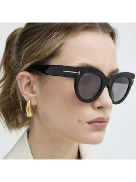 TOM FORD Tom Ford Women Sunglasses LUCILLA Shiny Black Smoke Mirror Cat Eye FT1063/S 01C