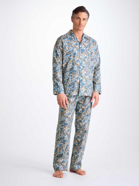 Derek Rose Men's Classic Fit Pajamas Cotton Batiste White Jungle Paisley Print