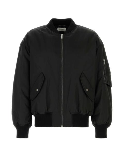 SAINT LAURENT Saint Laurent Men Black Nylon Bomber Jacket