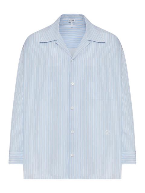 Loewe Loewe Men Oversized Striped Cotton Shirt With Bowling Collar