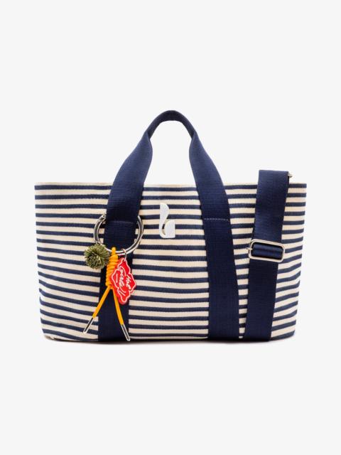 Larroudé Americana Tote Bag In Indigo And Natural Awning Stripe