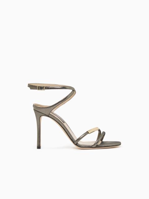 GIORGIO ARMANI HEELED SANDALS IN SPARKLING NUBUCK