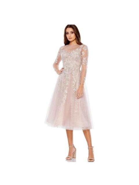 Other Designers Mac Duggal - NWT Mac‎ Duggal 30681 Sheer Neckline Illusion Sleeve Dress Sz 4 $598