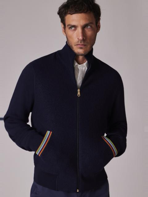 Paul Smith Navy 'Signature Stripe' Merino Wool Knitted Jacket