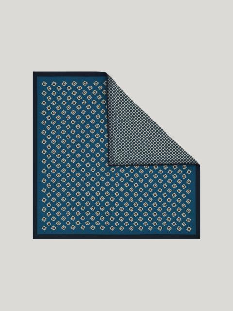Canali BLUE SILK DOUBLE PRINT POCKET SQUARE