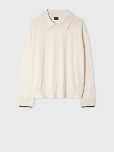 Paul Smith Women's Cream Merino Wool Knit Collared Sweater