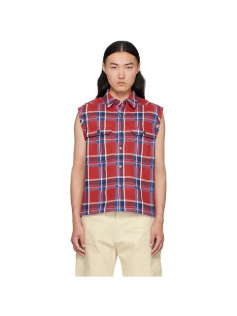 Rick Owens DRKSHDW Red & Navy Hollywood SL Cropped Outershirt Vest