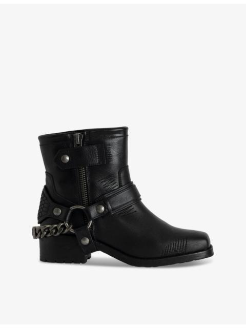Zadig & Voltaire Igata chain-embellished leather ankle boots
