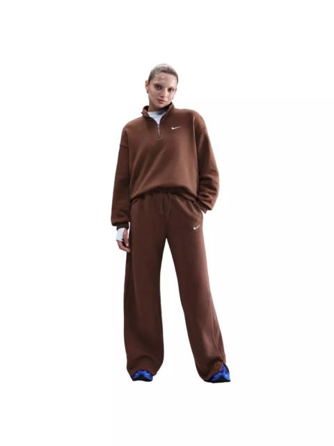 Nike Women's Sportswear Phoenix Fleece High-Waisted Wide-Leg Pants - Brown