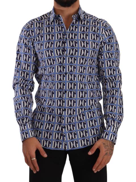 Dolce & Gabbana Blue Logo Mania Slim Fit Cotton Shirt
