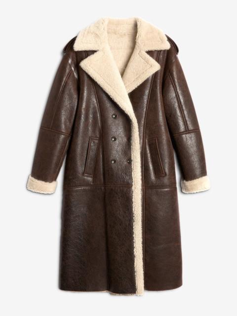 7 For All Mankind Leather Shearling Coat in Brown