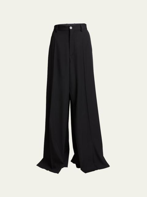 BALENCIAGA Double Front Wide-Leg Wool Pants