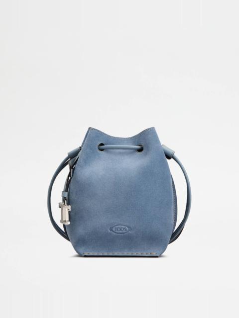 Tod's BUCKET BAG IN SUEDE MICRO - LIGHT BLUE