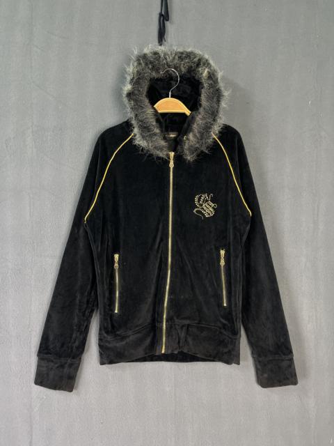 Other Designers If Six Was Nine - Place Plan Rhinestone Logo Poem Style Faux Fur Zipper Hoodie