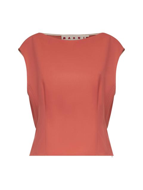 Marni Pink tropical wool sleeveless top