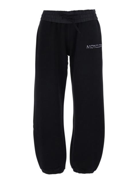 Moncler Moncler Women Black Pants With Elasticated Waist And Logo Lettering On The Front In Cotton For Women