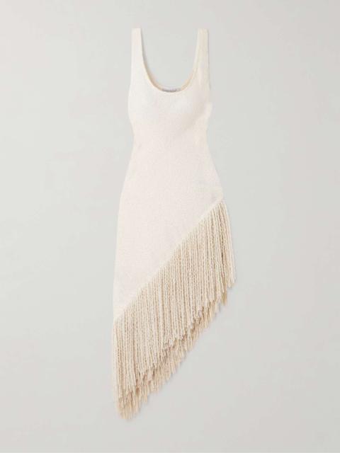 Ursin fringed silk-bouclé top Ivory