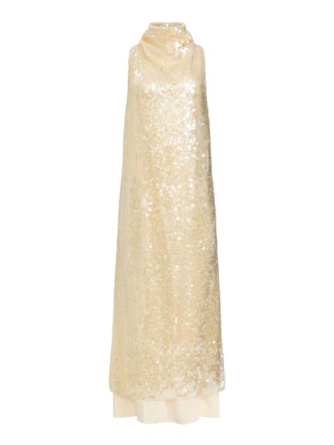 Altuzarra Noor Sequined Midi Dress off-white