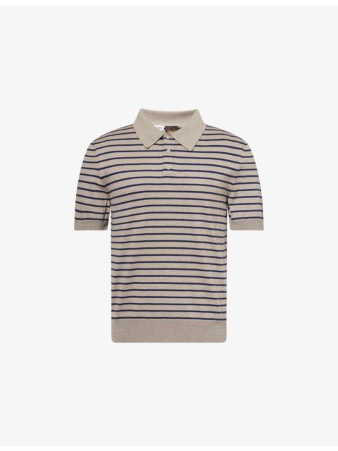 Loewe Ibiza Striped Cotton-Blend Knit Polo Shirt