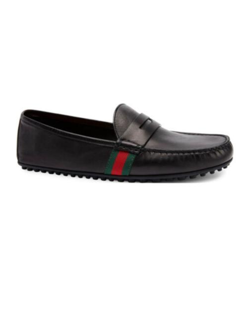 GUCCI Gucci Web Leather Loafers