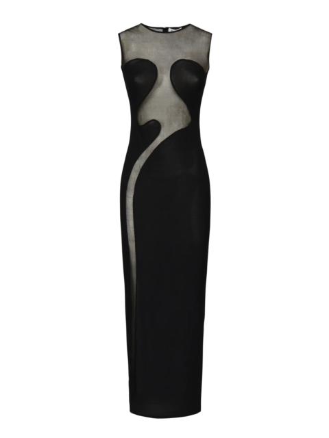 Alaïa Silk-Trimmed Stretch-Knit Maxi Dress