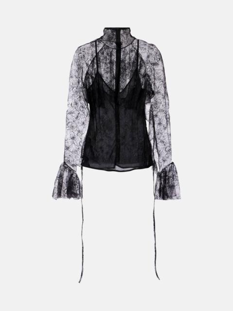 Blumarine Ruffled sheer lace blouse