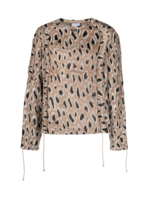 BLUEMARBLE LEOPARD-PRINT BRUSHED-FINISH JUMPER