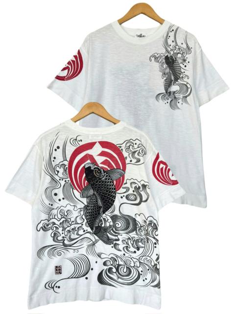 Japanese Brand - Karakuri Tamashi Koi Sukajan Embroidered Backhit Baggy Tees