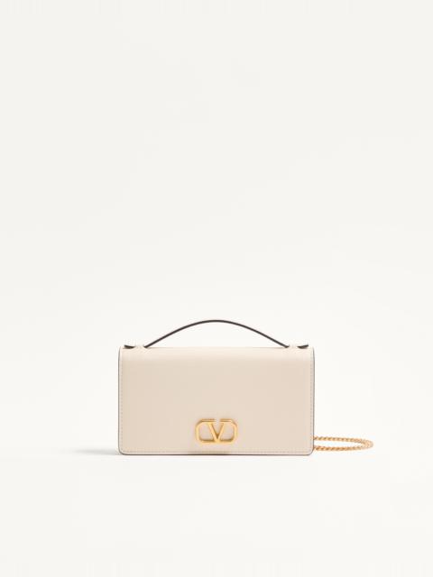 Valentino VLOGO SIGNATURE GRAINY CALFSKIN WALLET WITH CHAIN