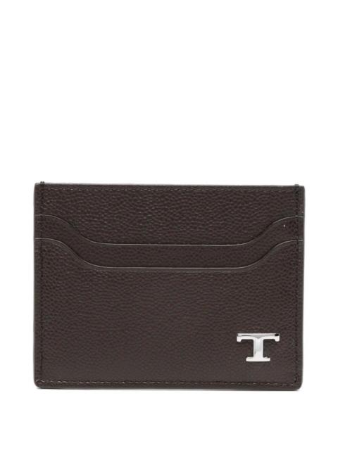 Tod's Tod's Men Grained Leather Cardholder With Metal T Timeless Logo