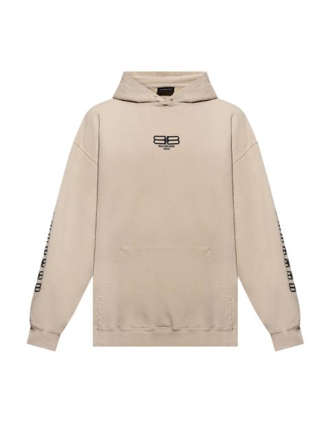 BALENCIAGA Balenciaga Embroidered Sleeve BB Logo Popover Hoodie 'Beige/Black'