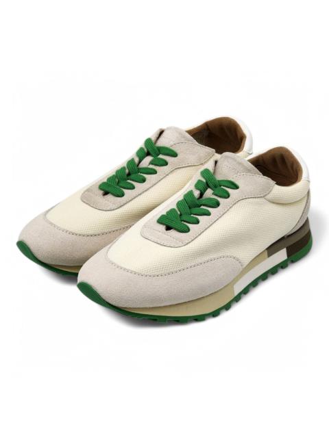 Owen Runner Sneakers - Mesh & Suede - Beige/Green 37.5 7US
