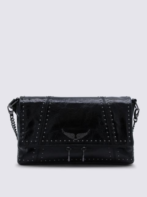 Zadig & Voltaire Zadig & Voltaire Black Leather Rock Ii Vintage Patent Studs Shoulder Bag