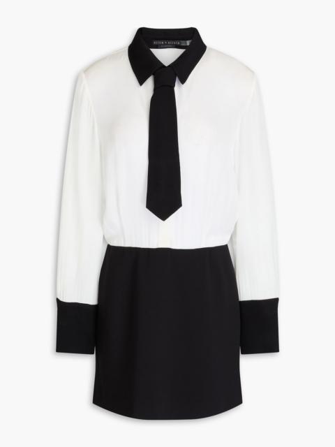 Alice + Olivia Two-tone crepe and twill mini shirt dress