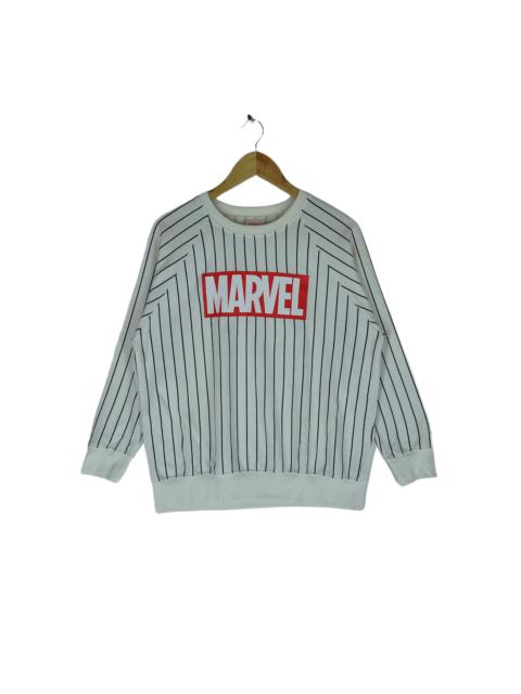 Other Designers Marvel Comics - MARVEL STRIPE SWEATSHIRT Big Spellout Logo White