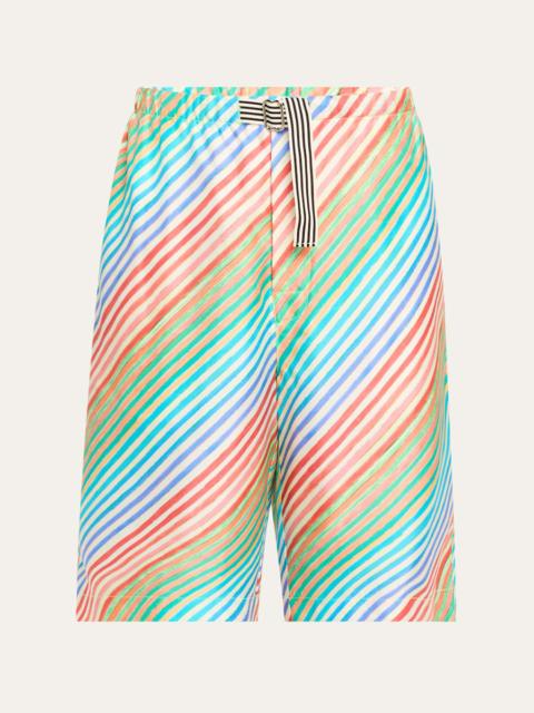 CHRISTOPHER JOHN ROGERS Crayon Stripe Silk Bias Shorts