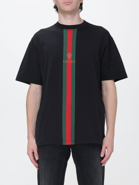 GUCCI Gucci Men Striped Cotton Gucci T-Shirt With Web Detail And Dropped Shoulders