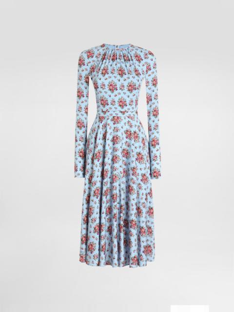 Dolce & Gabbana Small flower bouquets-print long charmeuse dress