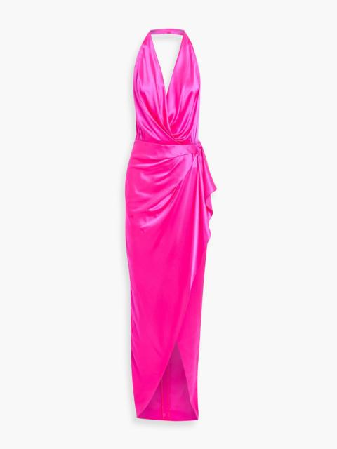 Other Designers Draped silk-satin halterneck gown